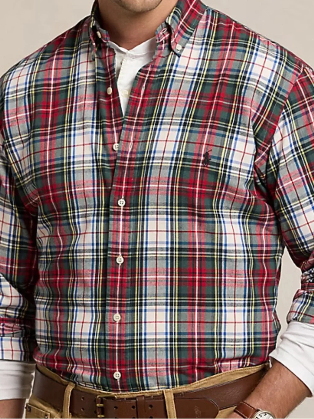 Polo Ralph Lauren Shirt XLT Red Plaid Brushed Cotton Oxford Button Up T352